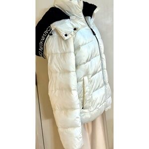 Calvin Klein Women's White Puffer Hooded Performance Coat-Jacket-Small